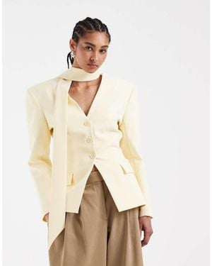 ASOS Getailleerde Blazer Met Sjaaldetail - Naturel