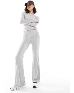 South Beach Fold Over Flared Leggings - White