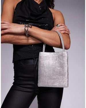 Mango Featuring Kaia Gerber Metalic Textured Satin Bag - Black