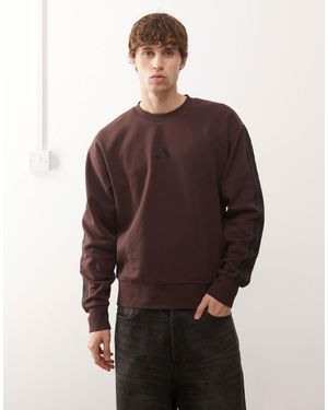 adidas Originals Adidas Sportswear Three Stripe Fleece Sweatshirt - Brown