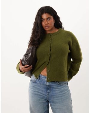 ASOS Asos Design Curve Relaxed Cardigan With Side Split Detail - Green