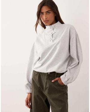ASOS Mandarin Collar Long Sleeve Sweatshirt - Grey