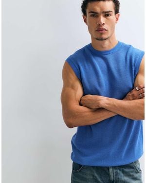 ASOS Ruimvallende Gebreide Mesh Tanktop - Blauw