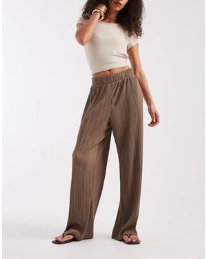 ONLY Plisse Wide Leg Pants Co-Ord - Brown