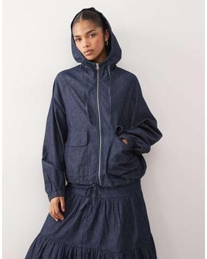 Reclaimed Vintage Hooded Zip Up Jacket - Blue