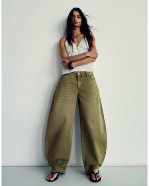 Bershka Barrel Trousers - Natural