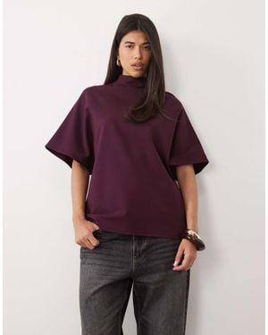 Pretty Lavish High Neck Kimono Style Top - Purple