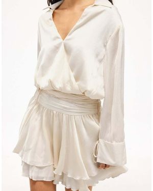 NA-KD Ruched Waist Mini Shirt Dress - Natural