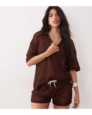 Kaiia Exclusive Crochet Shorts - Brown