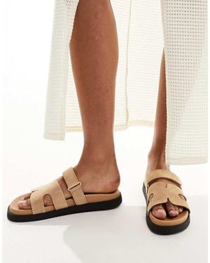 Steve Madden Missile Suede Strap Sliders - Black