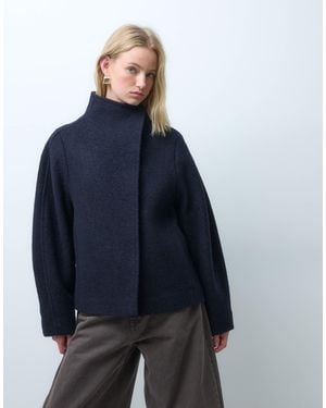 & Other Stories Veste courte à faux col cheminée en mélange - Bleu
