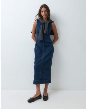 Lee Jeans Midi Denim Dress With Seams - Blue
