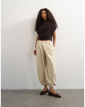 TOPSHOP Poplin Balloon Trousers - Natural
