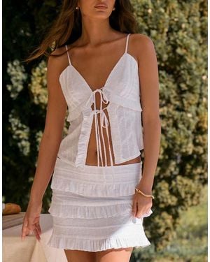 The Frolic Exclusive Ruffle Trim Mini Skirt Co-ord - White