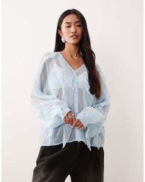 Vila Boho Ruffle Long Sleeve Blouse - White