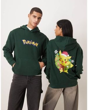 ASOS Unisex Relaxed Hoodie With Pokemon Print - Green