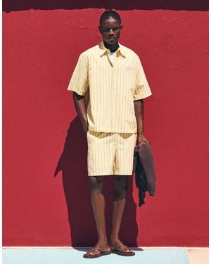 Bershka Elastic Waist Stripe Bermuda Shorts - Red