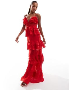 True Decadence Lace Maxi Dress - Red