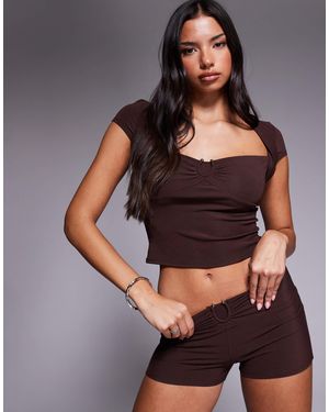 Tiger Mist Lunara Slinky Metal Hardware Detail Low Rise Micro Shorts Co-Ord - Grey