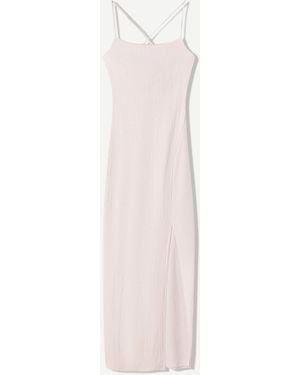 Bershka – crinkle-midikleid - Pink