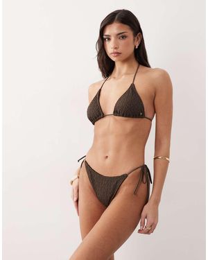 Candypants Bikinibroekje Van Broderie Met Gestrikte Zijkanten - Bruin