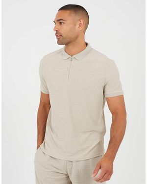 Brave Soul Zip-Neck Polo Shirt - White