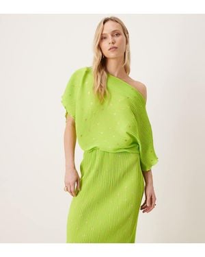 Never Fully Dressed Petite Tilly Off-shoulder Plisse Midaxi Dress - Green