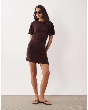 Cotton On Vestido Estilo Camiseta De Corte Cuadrado Con Detalle Recogido Lateral - Morado