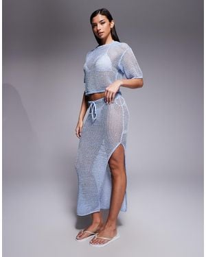 River Island Cut And Sew Midi Skirt - Blue