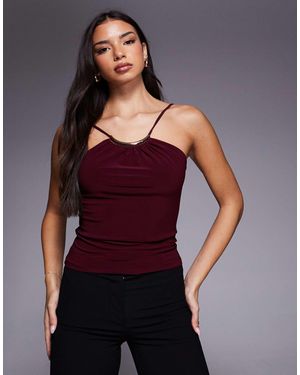 ASOS Slinky Cami Top With Metal Crescent - Purple