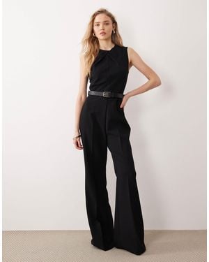 Mango High Neck Sleeveless Jumpsuit With Statement Belt - Black