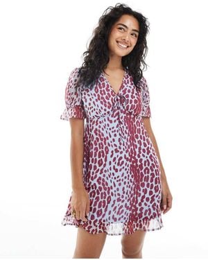 Wednesday's Girl Leopard Print V-neck Mini Dress - Red
