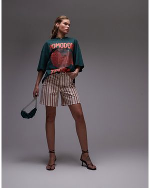 TOPSHOP – denim-jorts mit rotem streifen - Grau