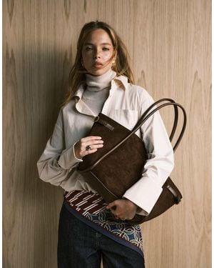 ASOS Faux Suede Belted Tote Bag - Brown