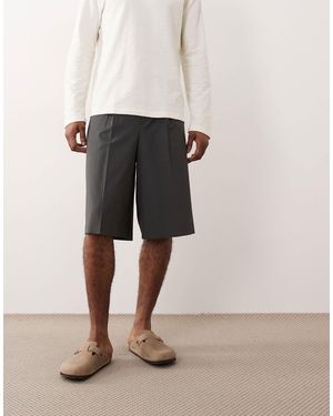 ASOS Tailored Pleated Oversized Bermuda Shorts - Natural
