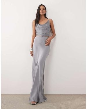 Mango Satijnen Maxi Rok - Metallic