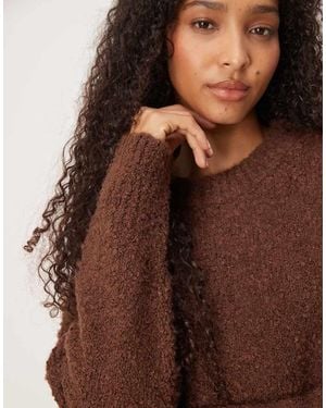 Glamorous Crew Neck Crop Jumper - Brown