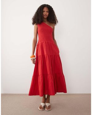 Nobody's Child Cecilia One Shoulder Tie Skirt Midi Dress - Red