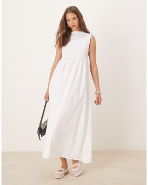 ASOS Vestito Lungo Svasato A Trapezio Con Scollo A Barchetta - Neutro
