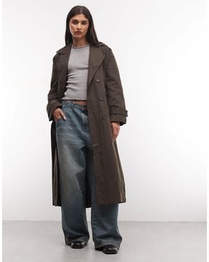 Collusion Oversized Double Breasted Trench Coat - Brown