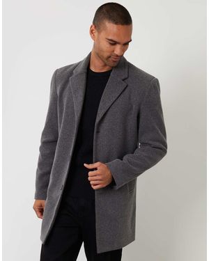 Threadbare Faux Wool Overcoat - Grey