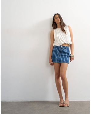 TOPSHOP Denim Tie Dart Pelmet Mini Skirt - Blue