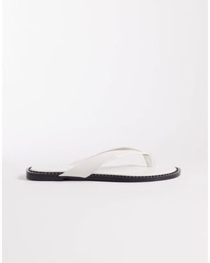 ASOS Fenna Premium Leather Flip Flops - White