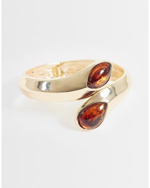 ASOS Bracelet manchette enveloppant avec détails en résine - Blanc