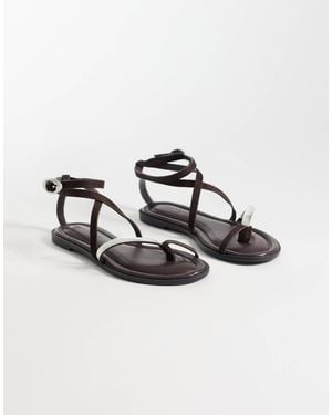 ASOS Florence Toe Loop Strappy Sandals - Metallic