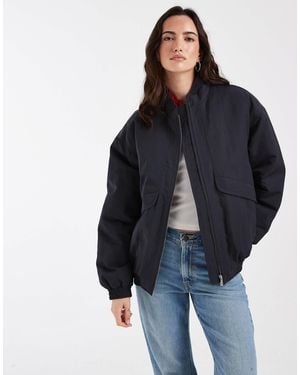 ASOS Oversized Bubble Hem Bomber Jacket - Blue