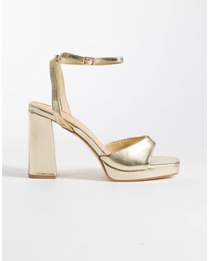SEQWL Platform Block Heeled Sandals - Metallic
