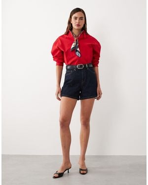 Mango Featuring Hailey Bieber Denim Shorts - Red