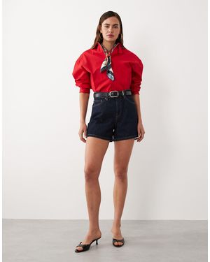 Mango Starring Hailey Bieber Denim Shorts - Red