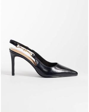 SIMMI Simmi London Shivi Pointed Slingback Heeled Shoes With Gold Embellishment - Black